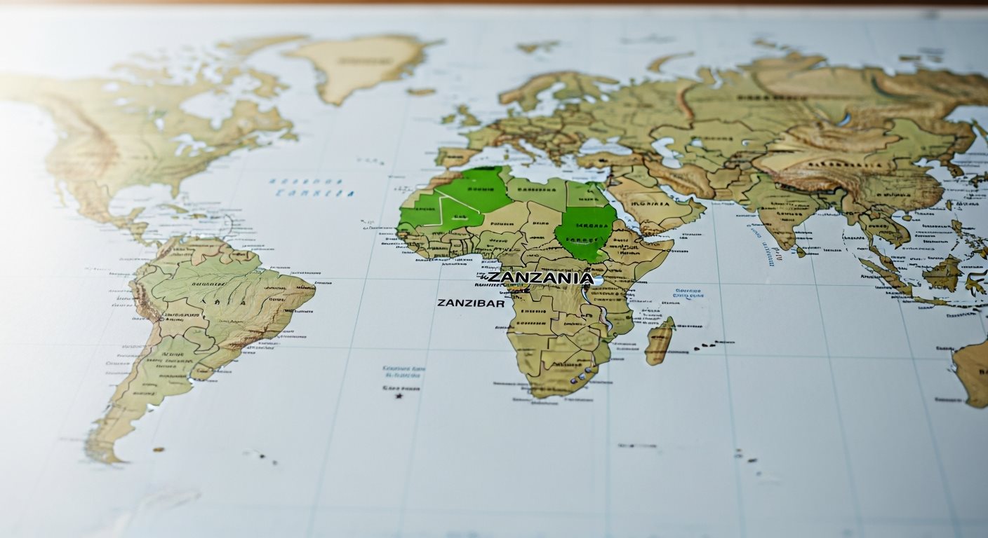 Carte mondiale montrant les pays éligibles pour le visa Zanzibar